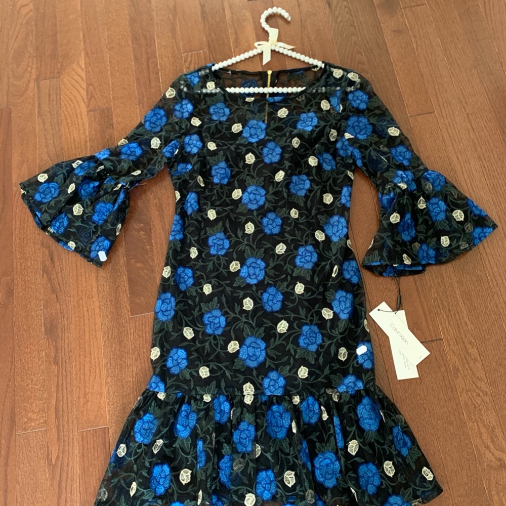 Calvin Klein Floral Lace Dress 8 NWT